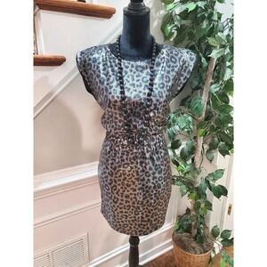 Bedo Femme Animal Print Round Neck Sleeveless Knee Length Dress Size Small